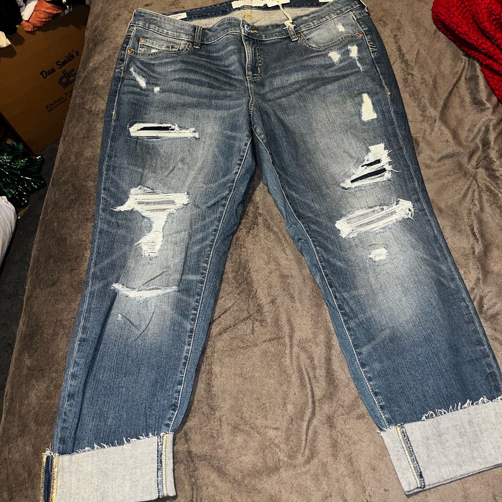 Torrid Boyfriend Crop Distressed Jeans